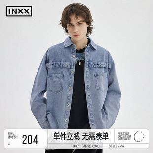 口袋休闲翻领夹克上衣 复古牛仔外套男工装 INXXStandby 美式