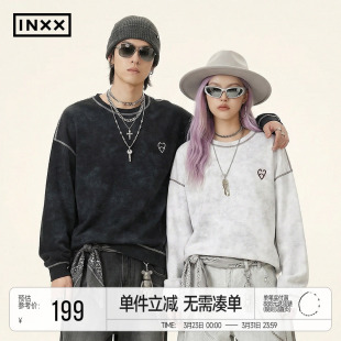 设计感套头衫 INXXAPYD T恤男情侣装 废土风长袖 春秋上衣女 美式
