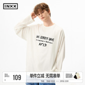 明星同款 女潮 休闲内搭情侣打底衫 INXX简约字母印花长袖 T恤男美式