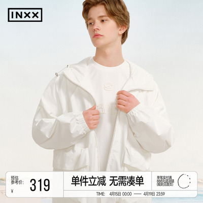 INXX简约休闲工装感连帽外套男正反拼接立体大口袋夹克情侣