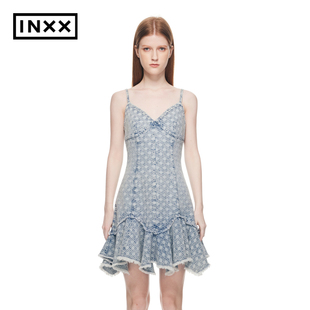 吊带毛边牛仔连衣裙女夏新品 inxxmarket系列 INXX XXE2020309