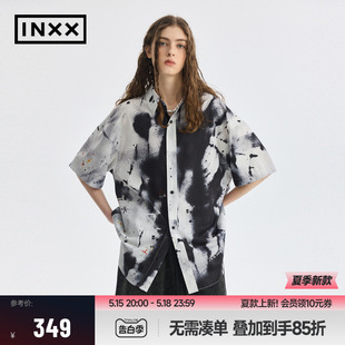 INXX APYD 泼墨感国风印花衬衣男女同款 休闲上衣 翻领短袖 衬衫