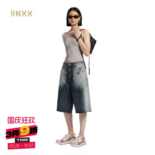 INXX宽松做旧牛仔男女通用短裤