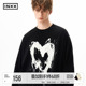 T恤男宽松美式 颜安同款 INXX水墨爱心印花长袖 中性风休闲上衣女潮