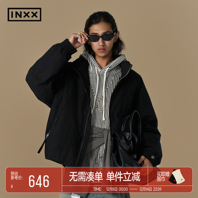 INXX美式休闲立领夹克羽绒服冬季男女同款宽松加厚保暖外套潮