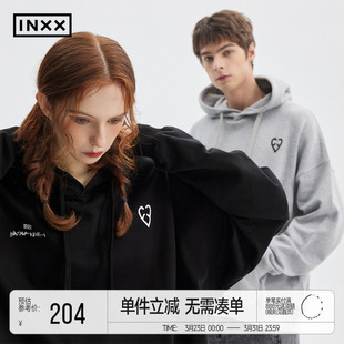 宽松休闲帽衫 INXXAPYD 简约基础logo套头连帽卫衣情侣同款