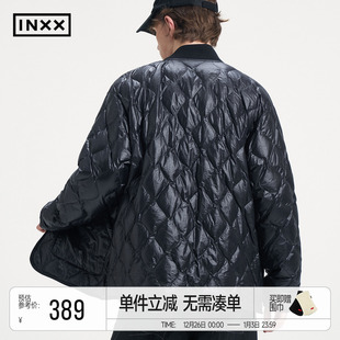 INXX龟裂纹轻薄羽绒服侧开叉拉链短款 不臃肿鸭绒外套男女同款