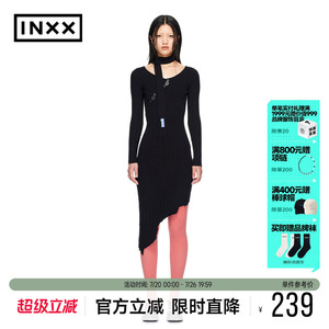 【INXX】RECYANCLE 时尚潮流修身长袖不规则下摆连衣裙商场同款