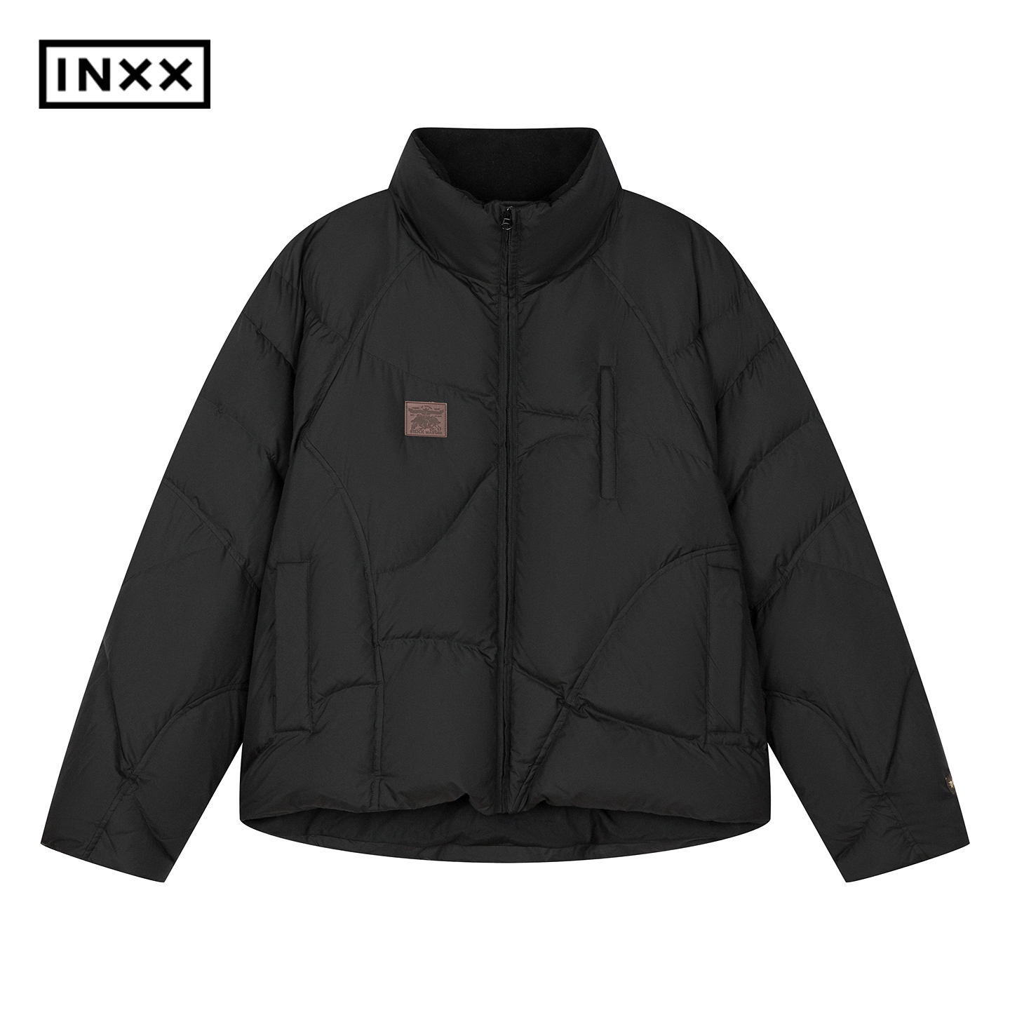 INXX明星同款时尚不对称拼接设计短款羽绒服男女同款休闲外套