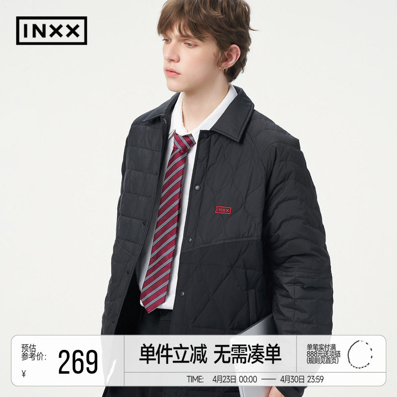 INXX轻薄小翻领刺绣夹克休闲简约棉服宽松拼接设计感外套男女同款