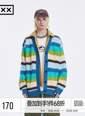 INXX Standby 慵懒风复古条纹毛衣男宽松休闲针织开衫外套女