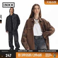 【INXX】APYD 做舊復(fù)古牛仔外套男寬松解構(gòu)拼接夾克休閑上衣情侶