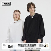 INXX 上衣潮 T恤男褶皱肌理拼接个性 APYD 双领口设计结构长袖