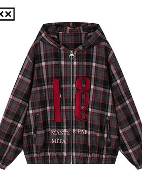 INXX明星同款 复古风时尚格纹短外套夹克男女同款XSF4146089