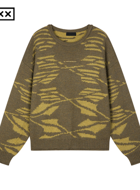 INXX潮牌品牌图案提花针织衫男字母刺绣套头上衣女XBF4061237