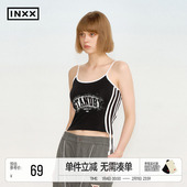 INXX美式 上衣 小圆领显瘦短款 辣妹吊带背心女夏季 字母印花修身