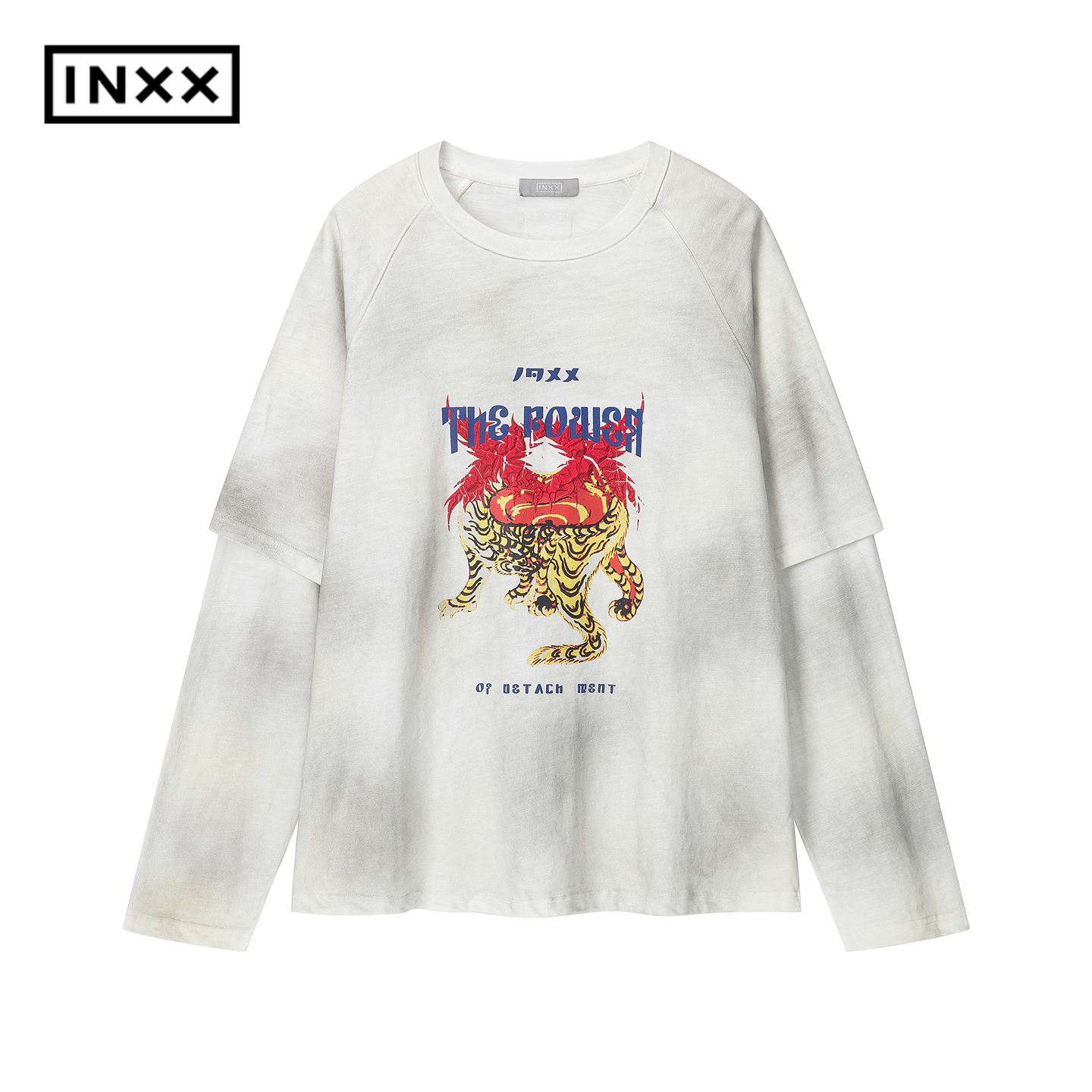 INXX喷脏印花长袖T恤男女同款XSF3011403