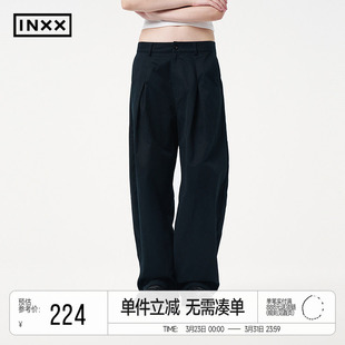 简约撞色字母印花阔腿长裤 INXX潮牌基础纯色休闲裤 男女同款