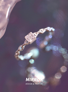 925纯银戒指方钻小巧简约指环女尾戒关节戒小众设计ins时尚