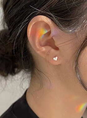 其他925银简约女爱心耳钉