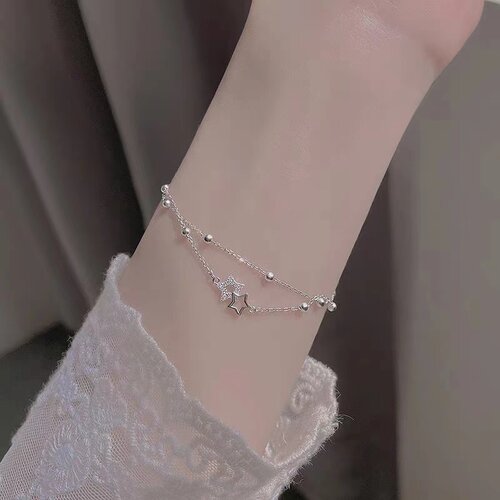 925纯银双层五角星手链女款轻奢小众设计精致手饰秋ins风闺蜜手环