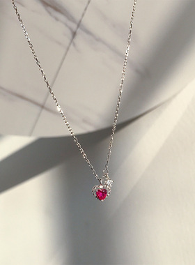 少女心复古红色超仙礼物锁骨链