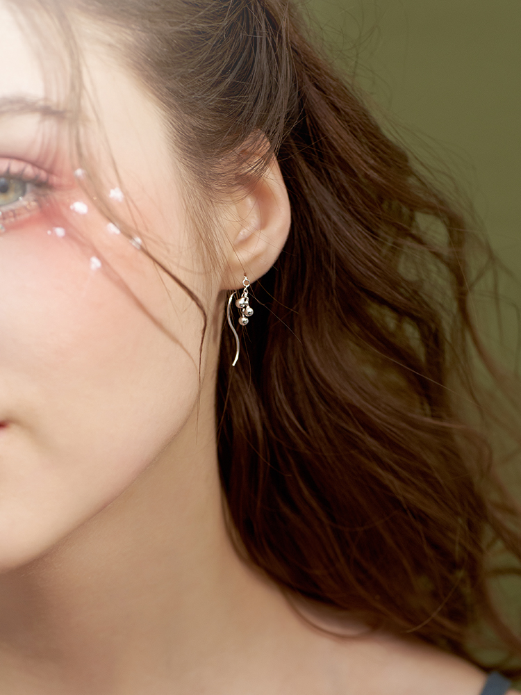 925纯银可爱圆珠流苏果子球球耳线波浪耳环耳钉送礼物女款