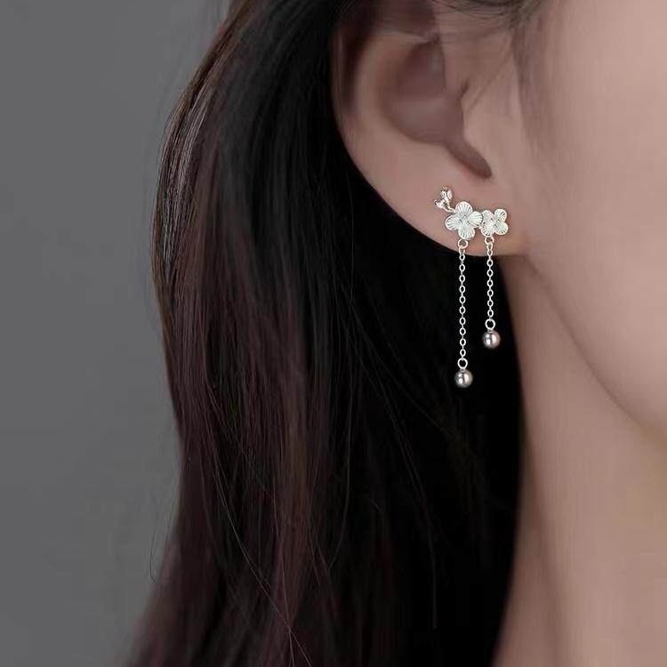 925纯银花朵耳钉新款2024爆款女高级感耳环小众耳饰轻奢