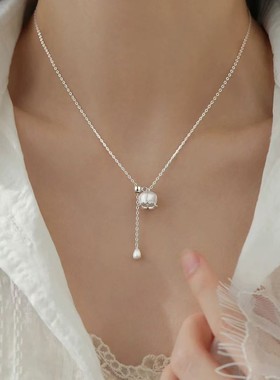 925纯银铃兰花项链小众轻奢女2025新锁骨链爆款高级颈链