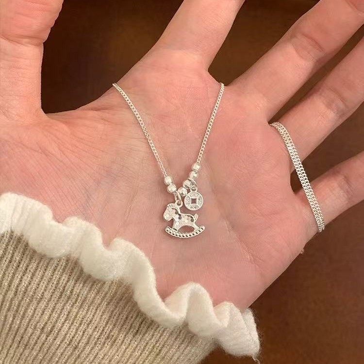 925银碎冰冰木马项链女高级感轻奢小众2026年马年本命年毛衣链,饰品/流行首饰/时尚饰品新,项链,淘宝优惠券,粉丝福利购,淘宝优惠卷