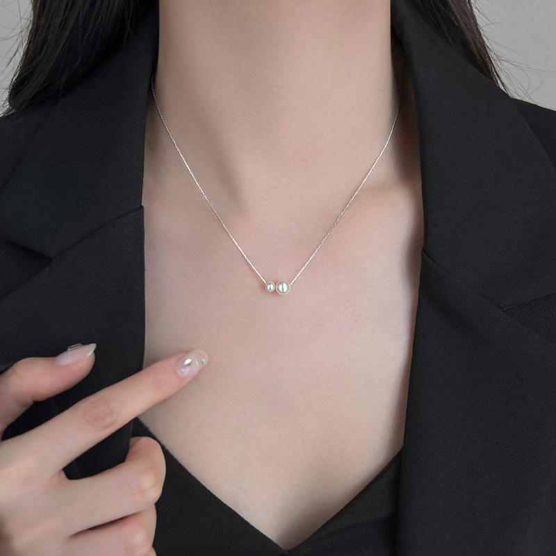 s925纯银珍珠项链女2023新款爆款轻奢毛衣锁骨链小众设计