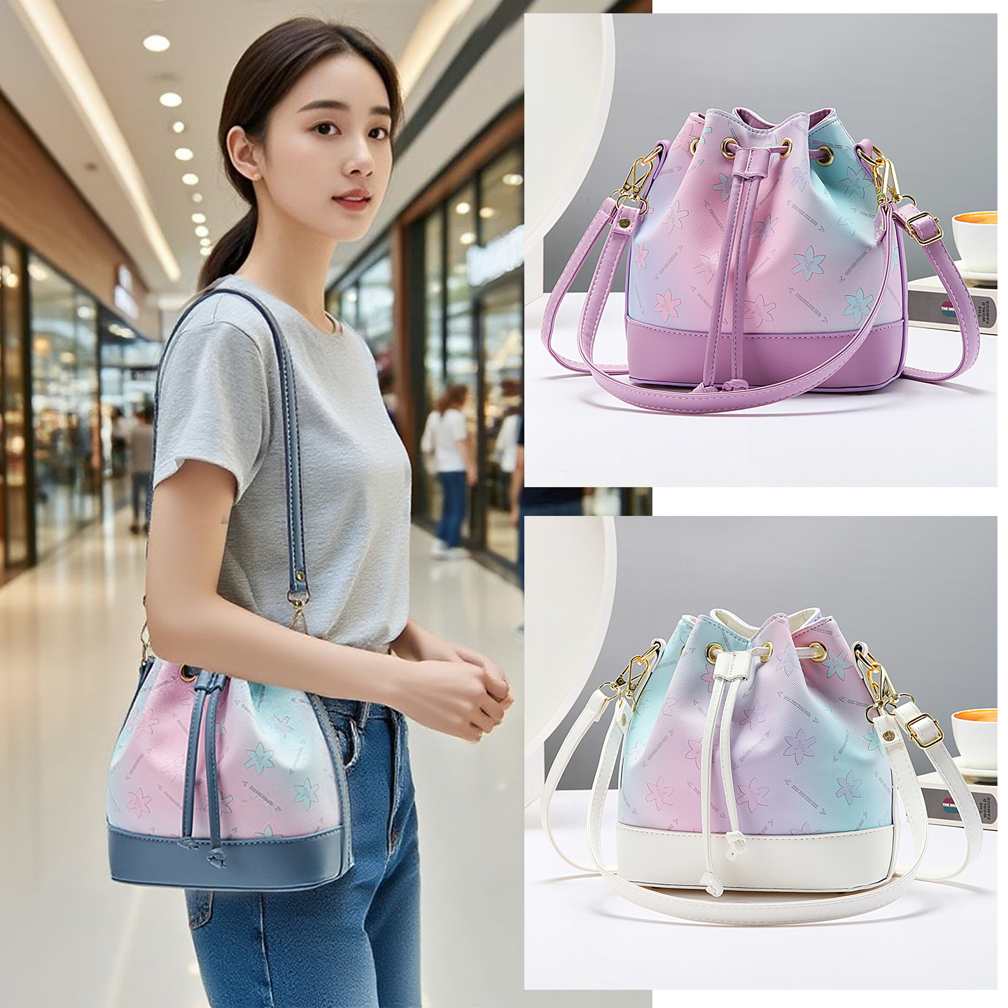 水桶包女包2025新款大容量通勤斜挎包轻便软包高级感女包手提单肩