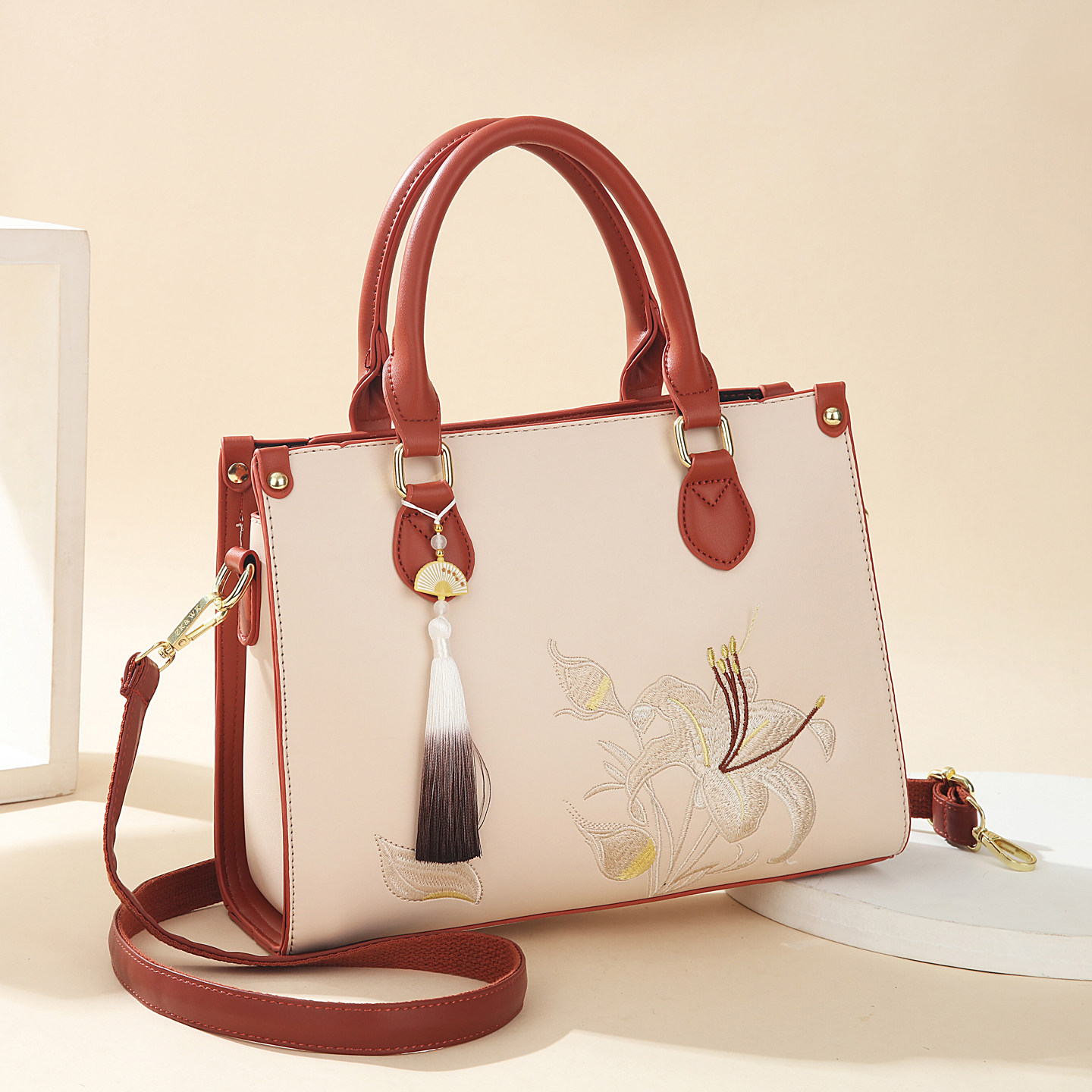 包包喜宴女新婚包大容量高级感2025新款斜挎包 新中式粉色手提包