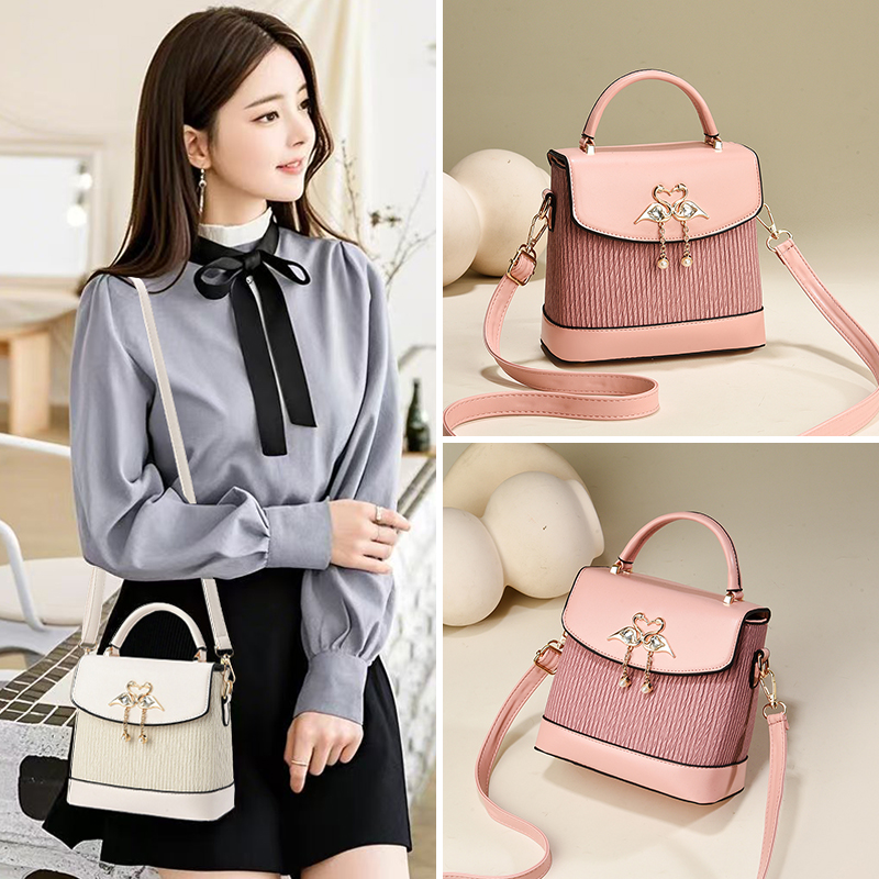 夏季洋派斜挎包迷你小包包装手机包学生百搭粉色女包多巴胺包包