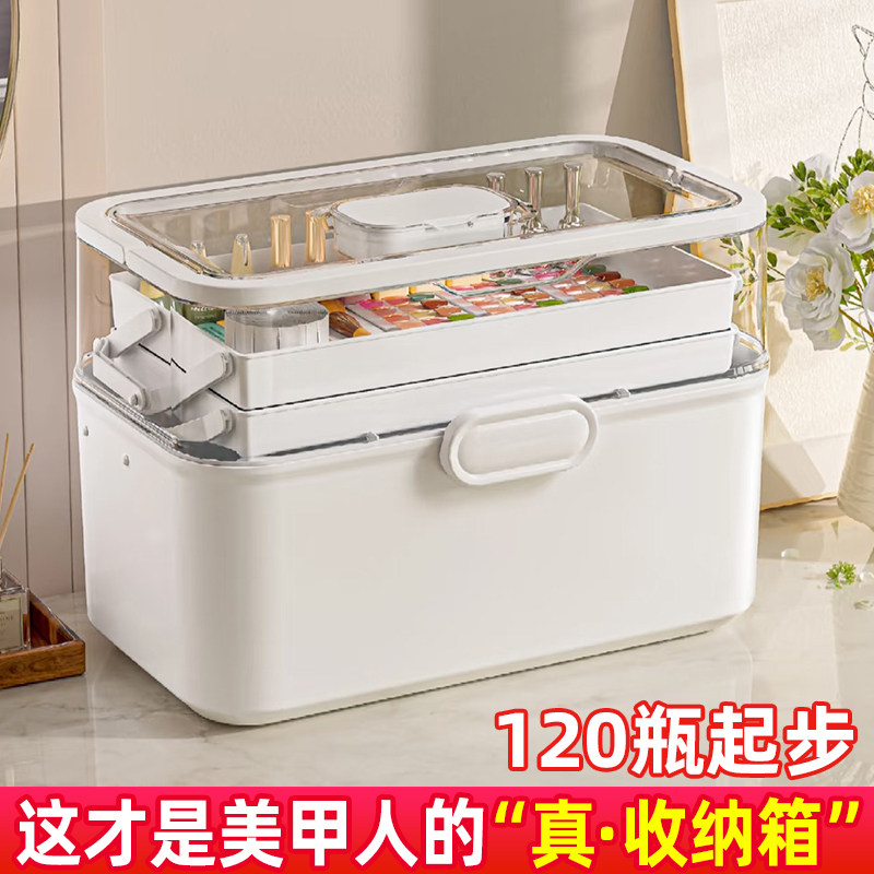 美甲工具收纳箱三层家用大容量儿童文具甲油胶光疗机专用收纳盒子