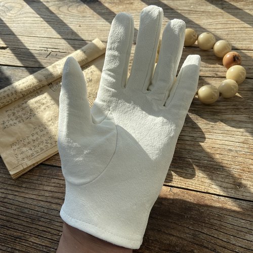 文玩手套鹿皮麂皮光珠紫檀黄花梨星月葫芦佛珠凤眼抛光包浆通用