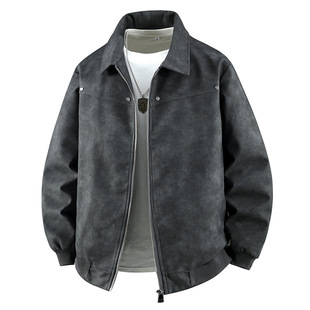 大码 皮衣男宽松痞帅机车PU皮夹克胖子加肥加大加绒加厚外套300斤