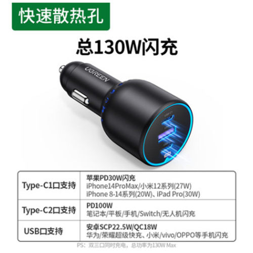 绿联车充100W笔记本车充