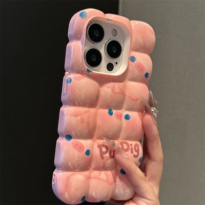 可爱粉色小猪适用苹果硅胶卡通壳