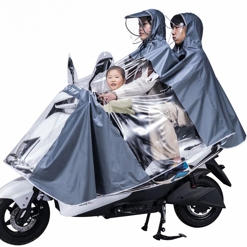 单人电动摩托车可戴头盔儿童雨衣