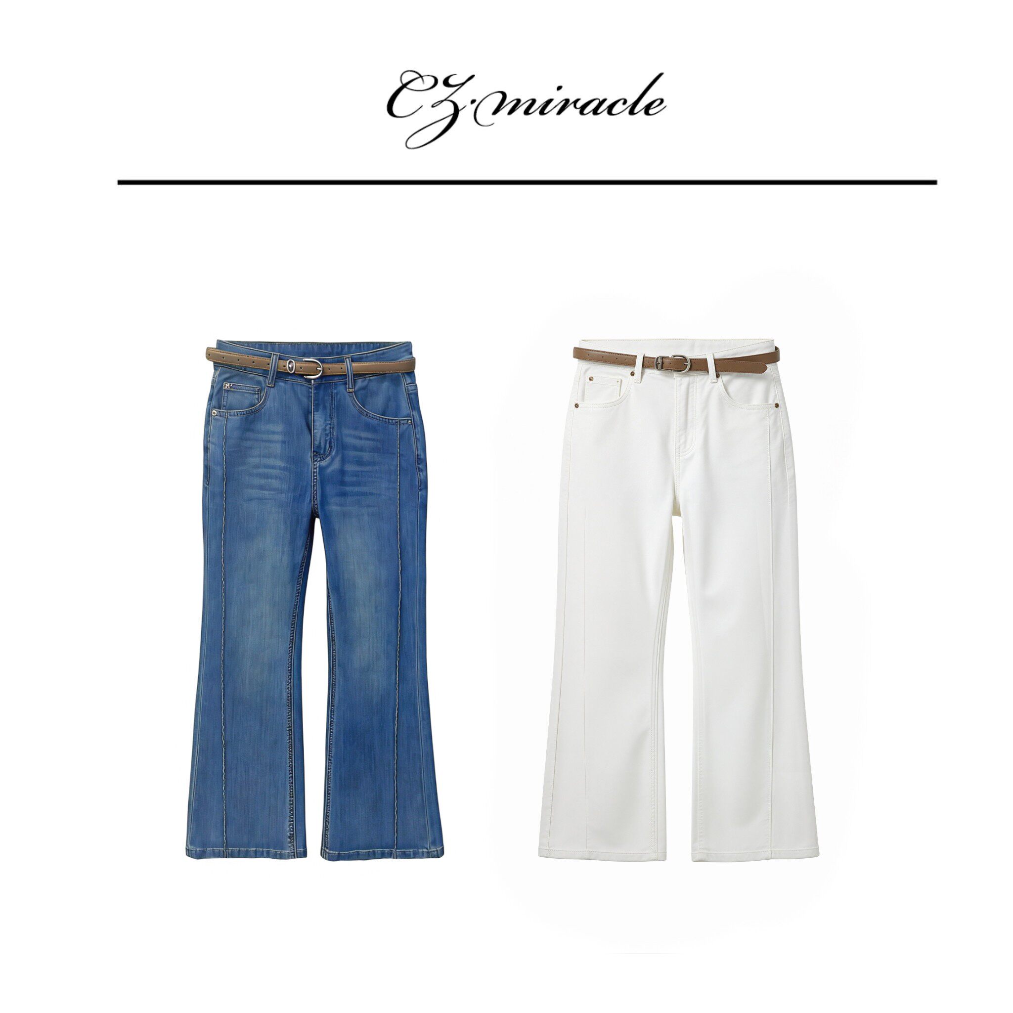 【黄金比例】&ldquo;新昌景品牌牛仔&rdquo;/9分微喇裤牛仔裤JZ-4108C2