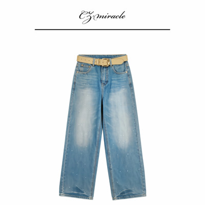 【高光裤】“独美”/海岛棉/细闪窄筒裤牛仔裤JZ-3045c