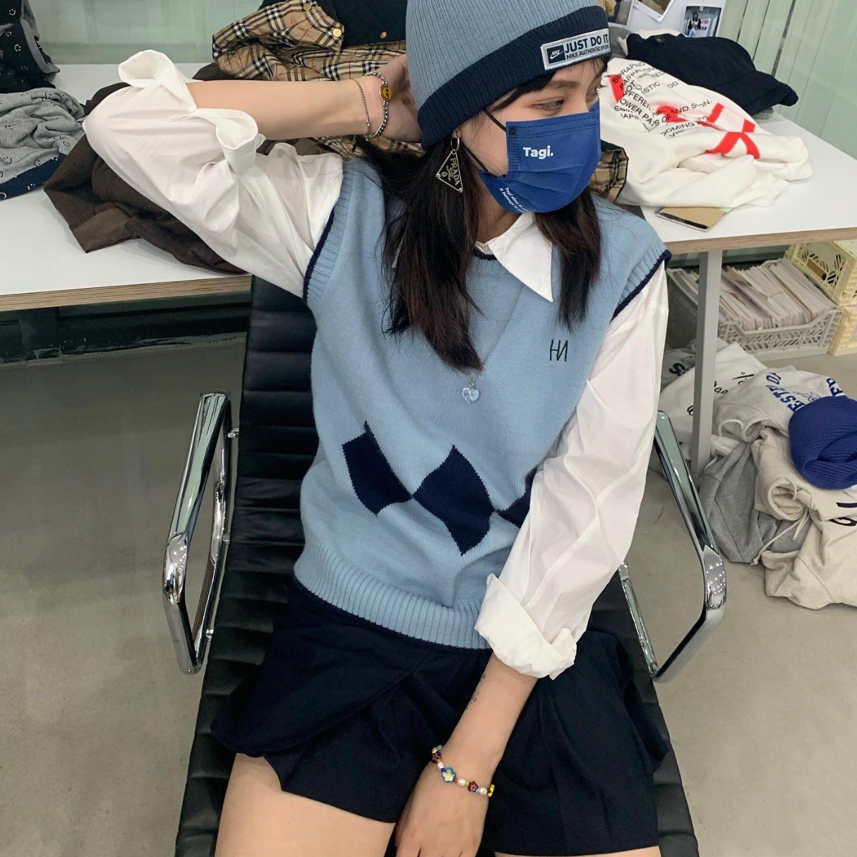 英伦复古菱形格子针织背心