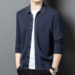 恒源祥秋冬新款羊绒衫男外套毛衣开衫红色精仿羊毛衫男薄款爸爸装