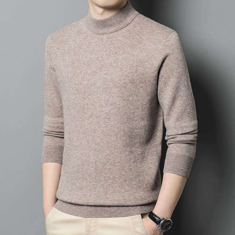 恒源祥羊绒衫男新年红色毛衣冬季加厚本命年爸爸新款半高领羊毛衫