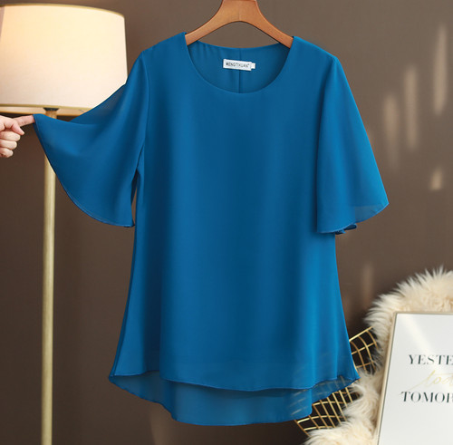 妈妈装雪纺衫短袖