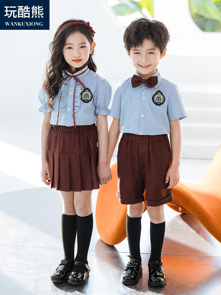 幼儿园园服夏装短袖衬衫一年级班服儿童合唱演出毕业服小学生校服