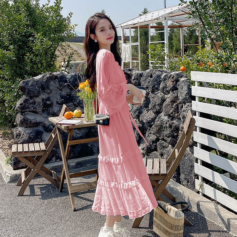 [新款]设计感V领长款连衣裙2280p125k178,女装连衣裙,Mushroom