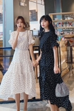 【大货可退现】高点击法式复古波点连衣裙852-P90138，女装连衣裙，Mushroom