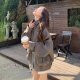 【新款】韩系复古条纹短外套女小个子2025春28003P185K258，女装套装/套裙，Mushroom